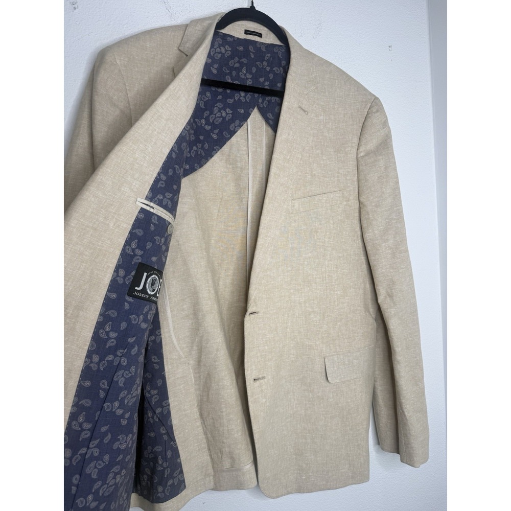 JOE Joe Abboud Mens 50 Long Slim Fit Beige Oatmeal Linen Cotton Blazer - Picture 12 of 12